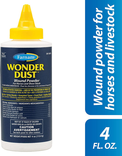 Wonder Dust Wound Powder for Horses and Show Stock, 4 Ounces