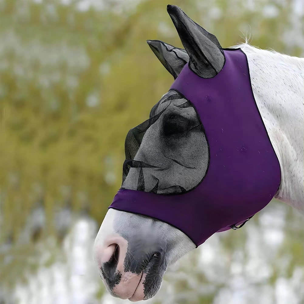 Mosquito Proof Horse Mask New Multicolor Horse anti Mosquito Face Mask Breathable Stretch Knitted Mesh Horse Head Cover Supplies