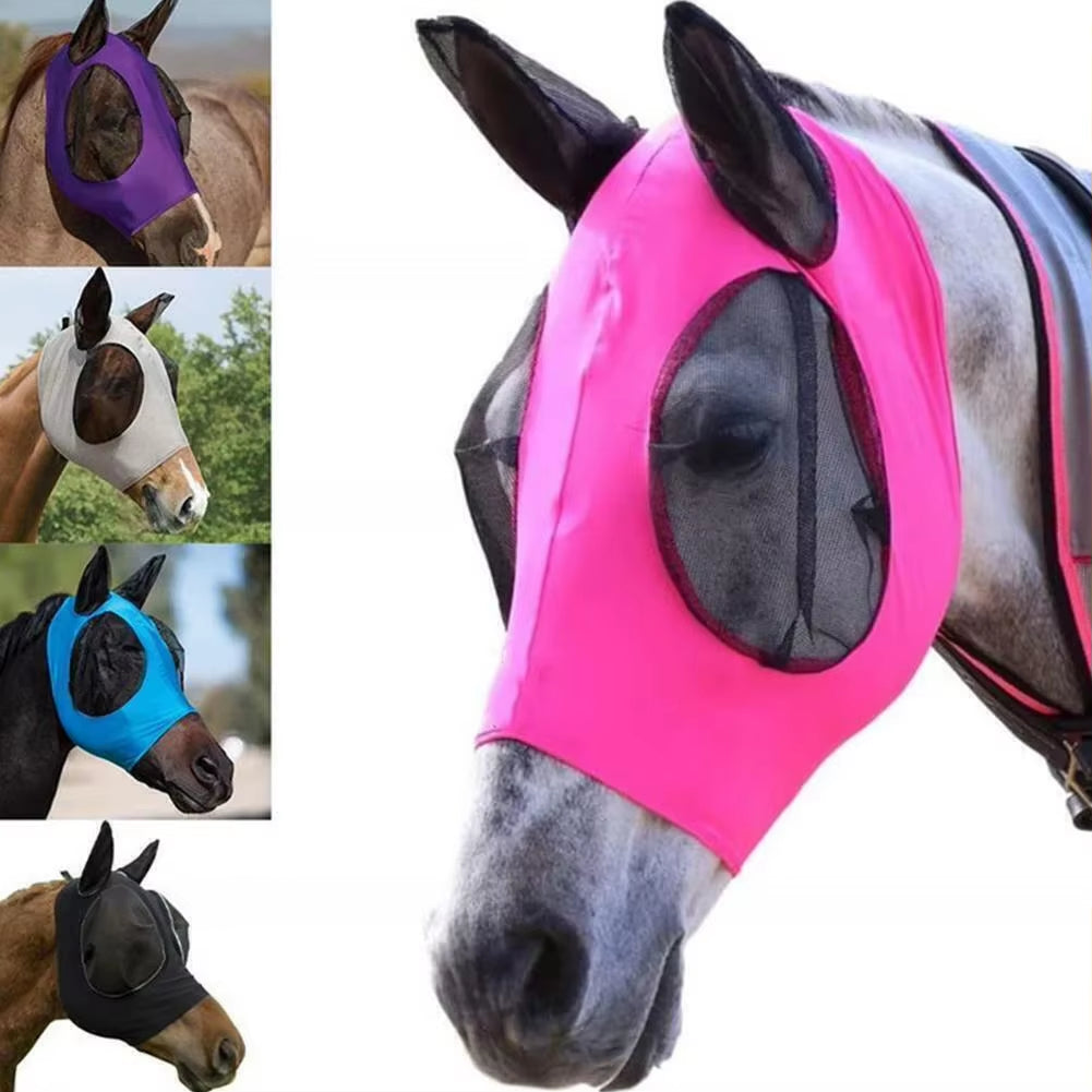 Mosquito Proof Horse Mask New Multicolor Horse anti Mosquito Face Mask Breathable Stretch Knitted Mesh Horse Head Cover Supplies