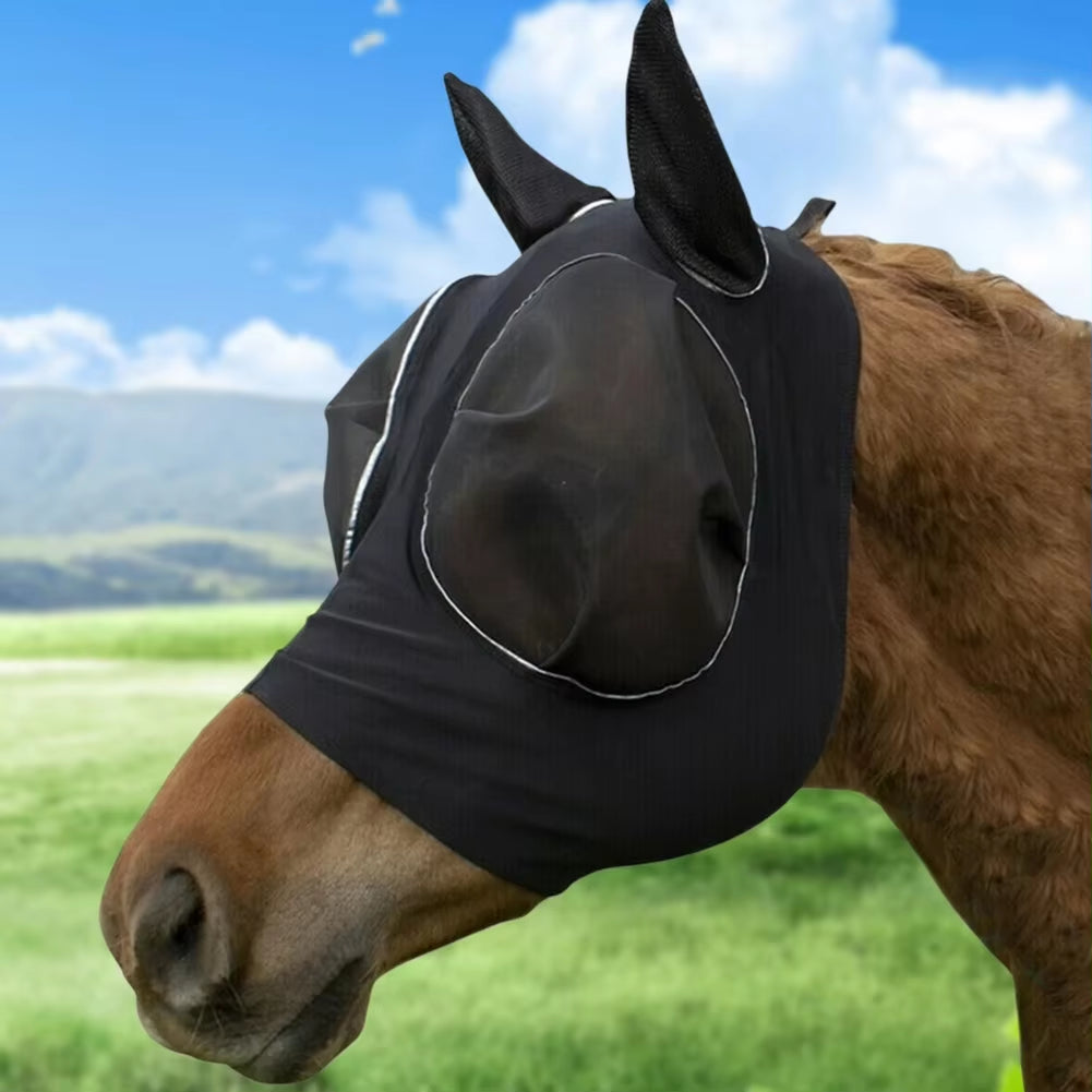 Mosquito Proof Horse Mask New Multicolor Horse anti Mosquito Face Mask Breathable Stretch Knitted Mesh Horse Head Cover Supplies